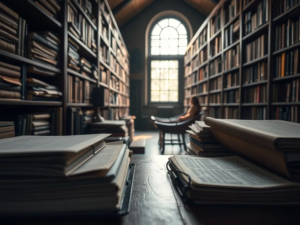 A close-up of organized archival documents, old ledgers, and